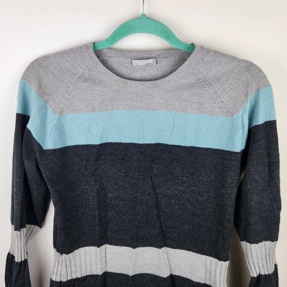 J. Crew Striped Mixed Media Knit Raglan Sleeve Crewneck Sweater sz S? - Picture 4 of 9
